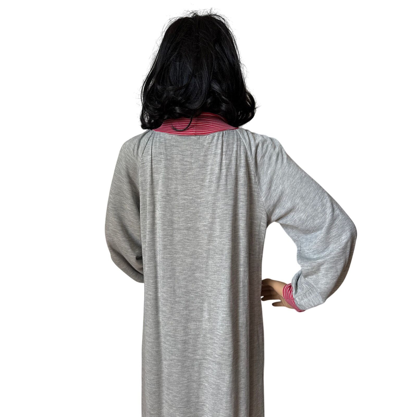 Vintage American Vtg Sears JR Bazaar turtleneck maxi dress gray red Size M / US 6-8 / IT 42-44 - 9 Thumbnail