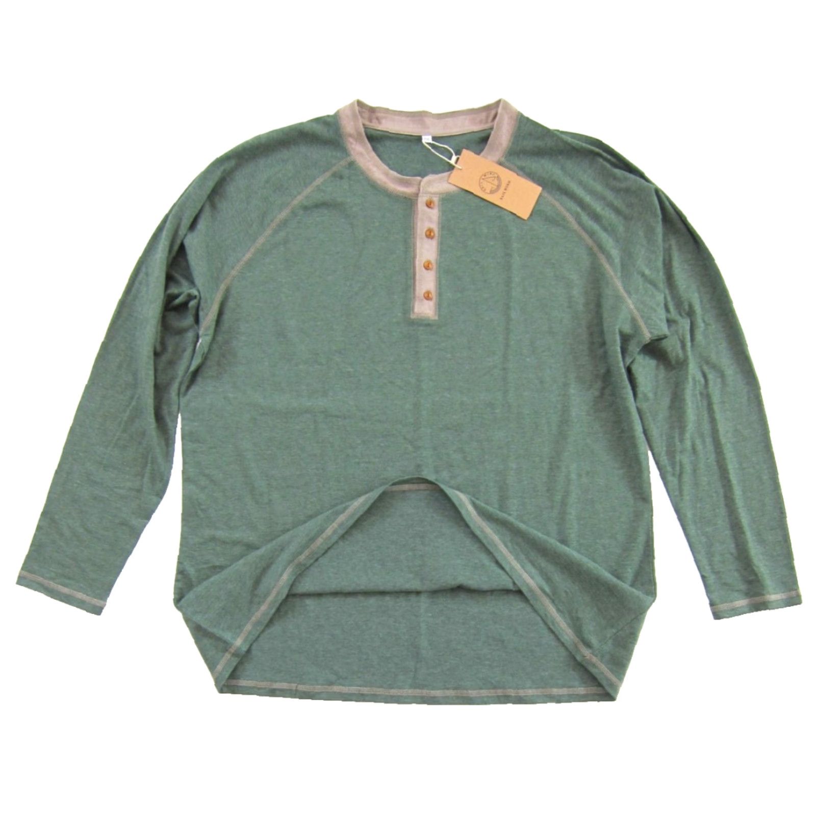 Vintage SAILWIND Henley Long Sleeve Cotton Shirt Men 2XL Green Brown Shirt 2XL Mens Casual Button-Up Shirt Size US XXL / EU 58 / 5 - 3 Thumbnail