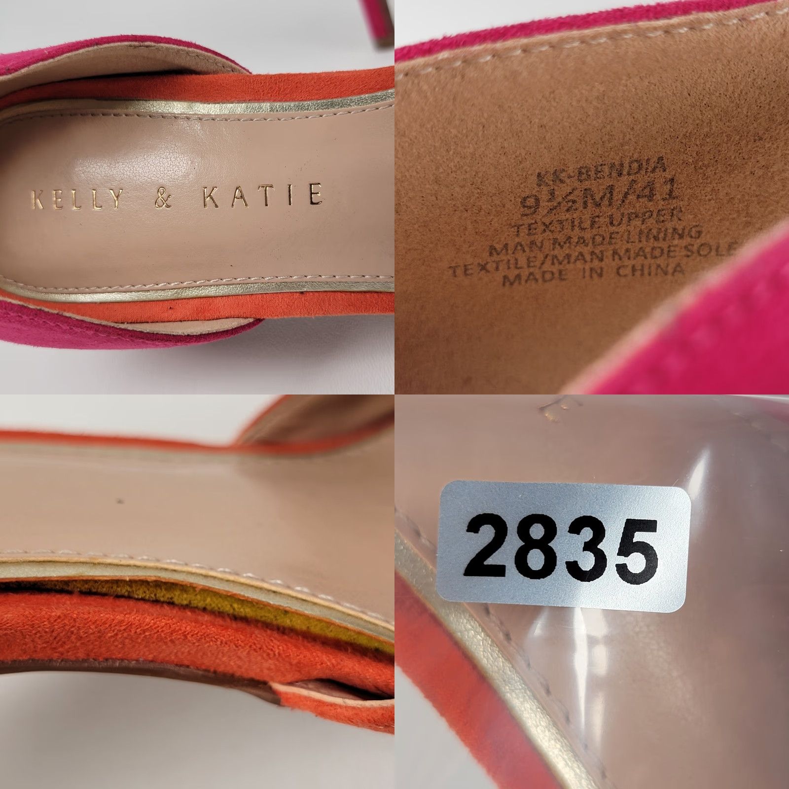 Vintage Kelly And Katie Suede 9.5 M 2 Tone Textile Heels Pump Womens Shoes Fuschia Orange Stiletto Pointed Toe Slip On Size US 10 / IT 40 - 9 Thumbnail