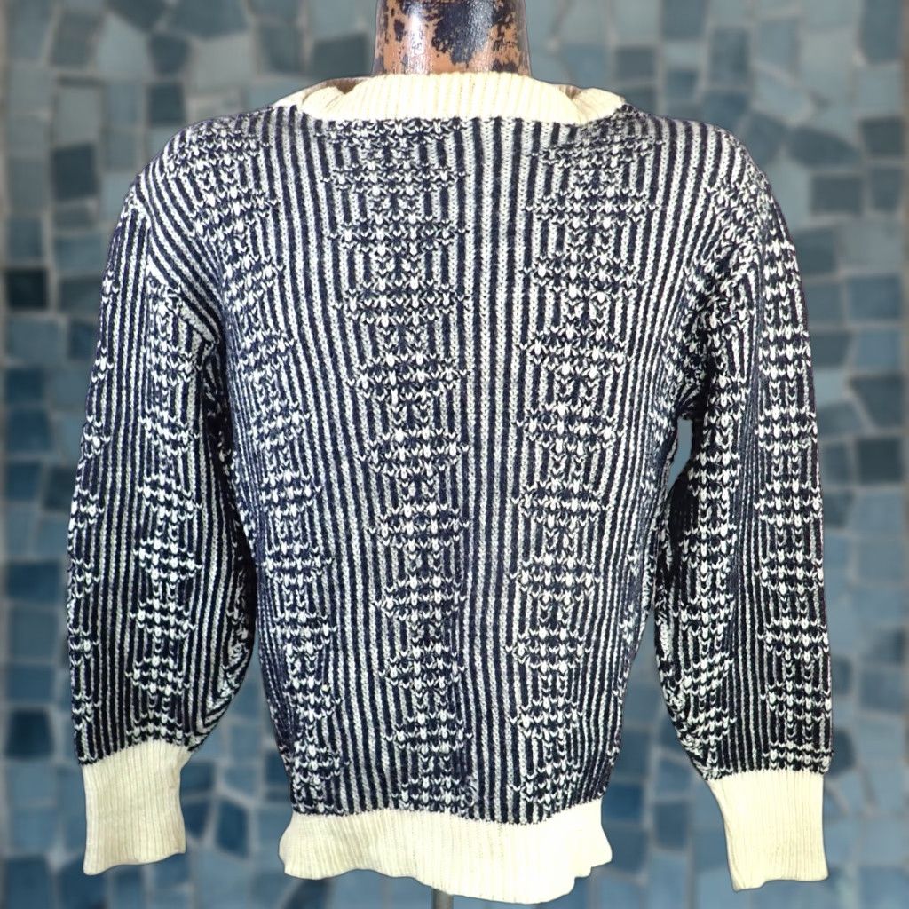 Vintage VINTAGE Sarby Sportswear Sweater Mens M Geometric Striped Wool Black & White Vintage Size US M / EU 48-50 / 2 - 1 Thumbnail