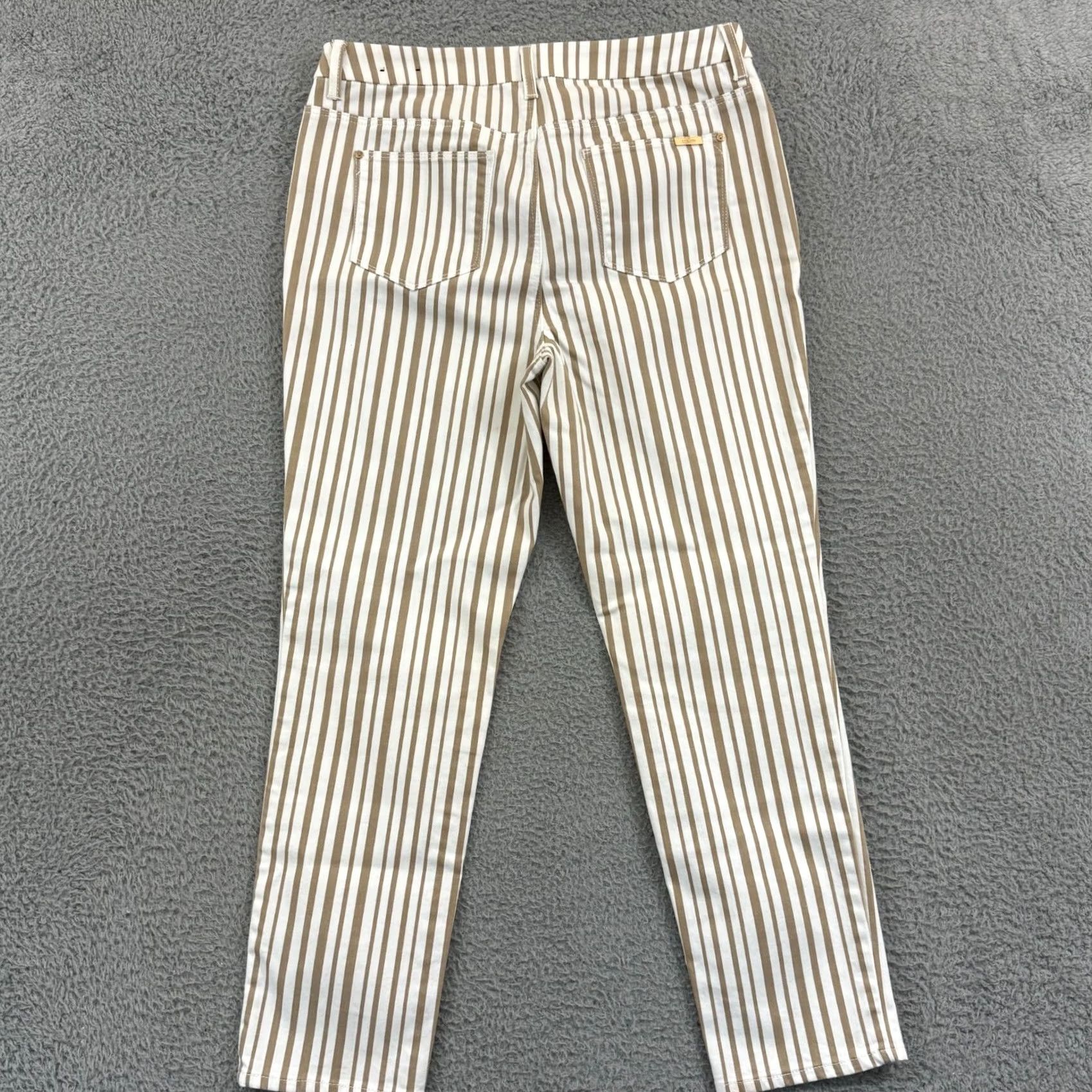 Vintage Chico's Pants Womens 1 So Slimming Girlfriend Ankle 32x30 Tan Striped Stretch Zip Size 25" / US 0 / IT 36 - 7 Thumbnail