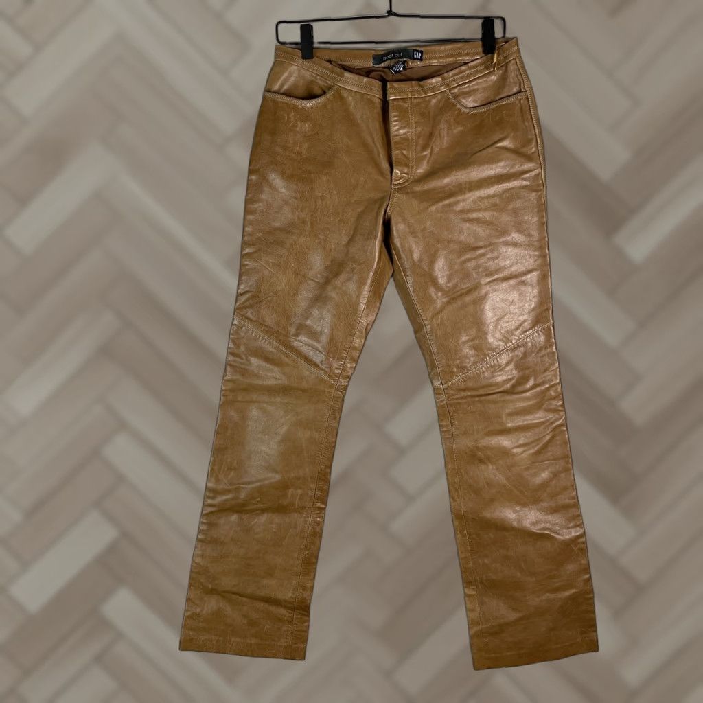 VINTAGE Gap Leather Bootcut Pants Women 8 Multicolor Leather Dress Pants  Womens Size 8
