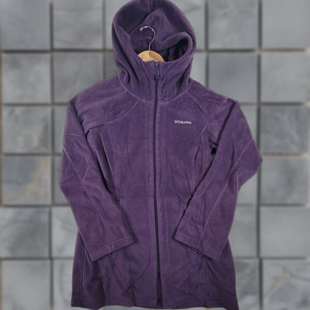 Vintage Columbia Women Indigo Fleece Hooded Zip Up Sweater Jacket Small Blue Hooded Fleece Womens SZ S Size S / US 4 / IT 40 - 1 Thumbnail