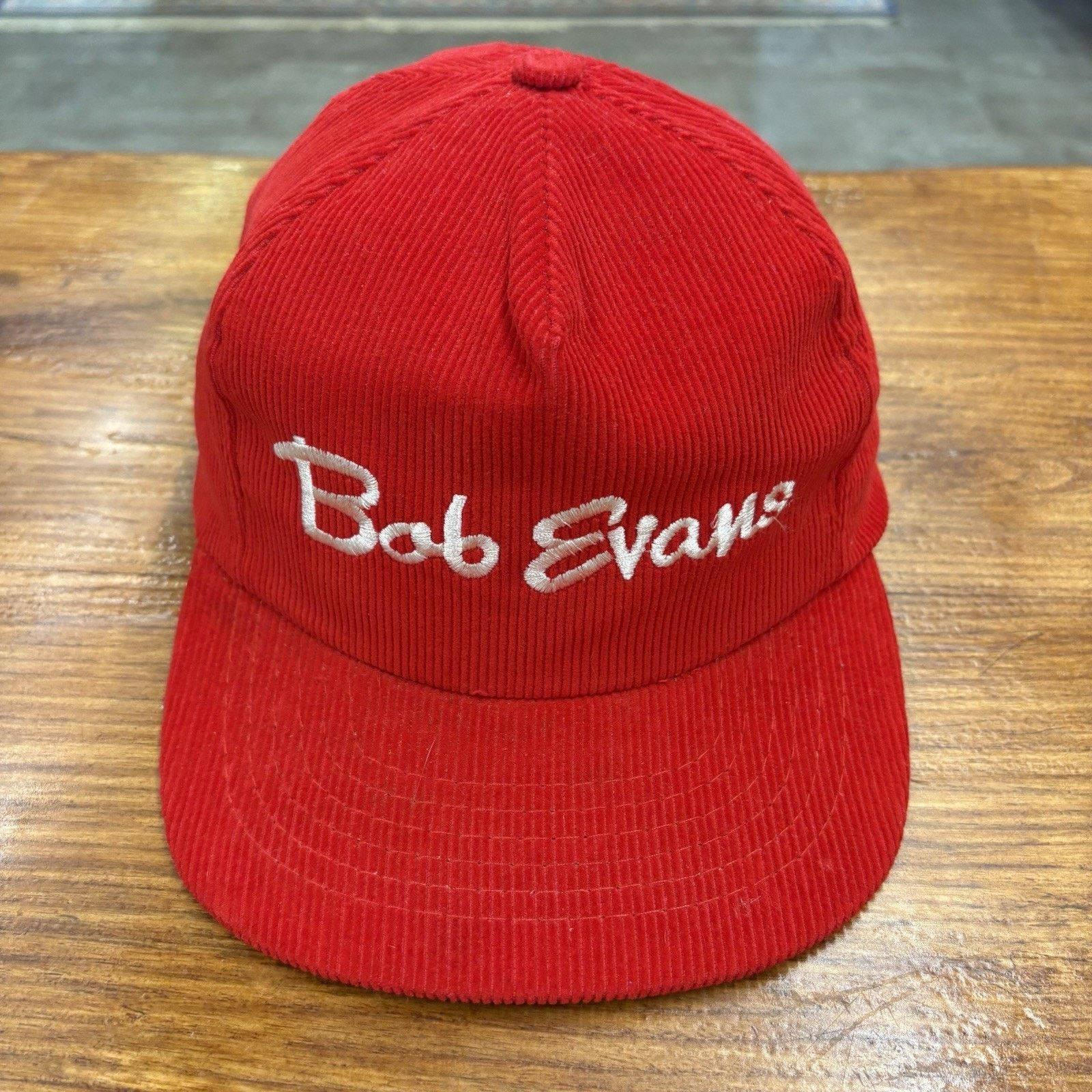 Other Vintage 90s Red Corduroy Bob Evans Embroidered Snap Back Hat Size ONE SIZE - 2 Thumbnail