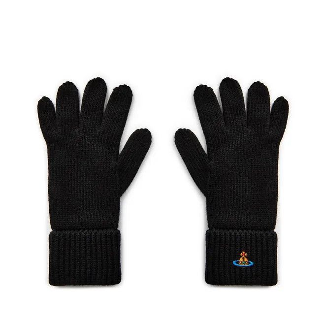 Vivienne Westwood o1y0525 Size : L/XL / Logo Wool Gloves in Black Size ONE SIZE - 1 Thumbnail