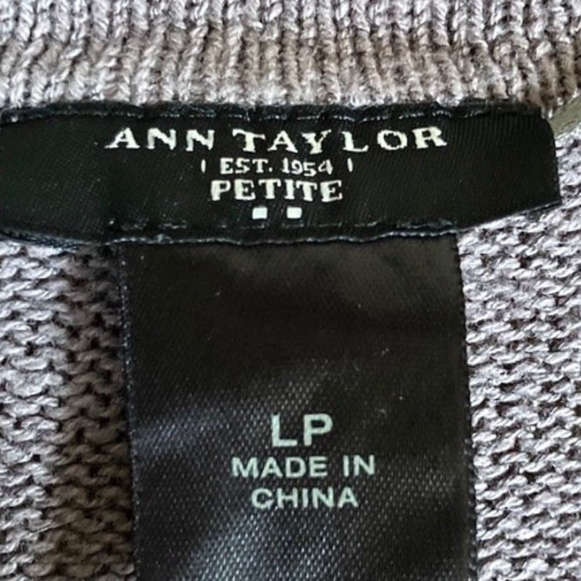 Ann Taylor VINTAGE Ann Taylor Womens Cardigan Sweater Gray Open Front Linen Blend Petite LP Size L / US 10 / IT 46 - 6 Thumbnail