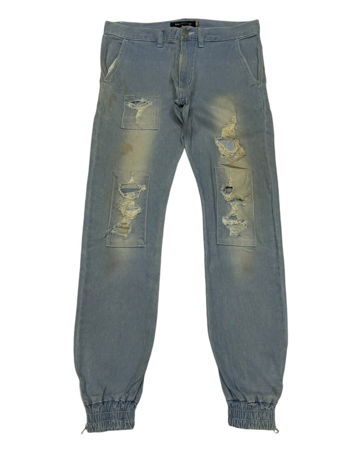 JACKROSE 🔥JACKROSE PATCHWORK DISTRESS SWEATPANTS JEANS Size US 31 - 1 Thumbnail