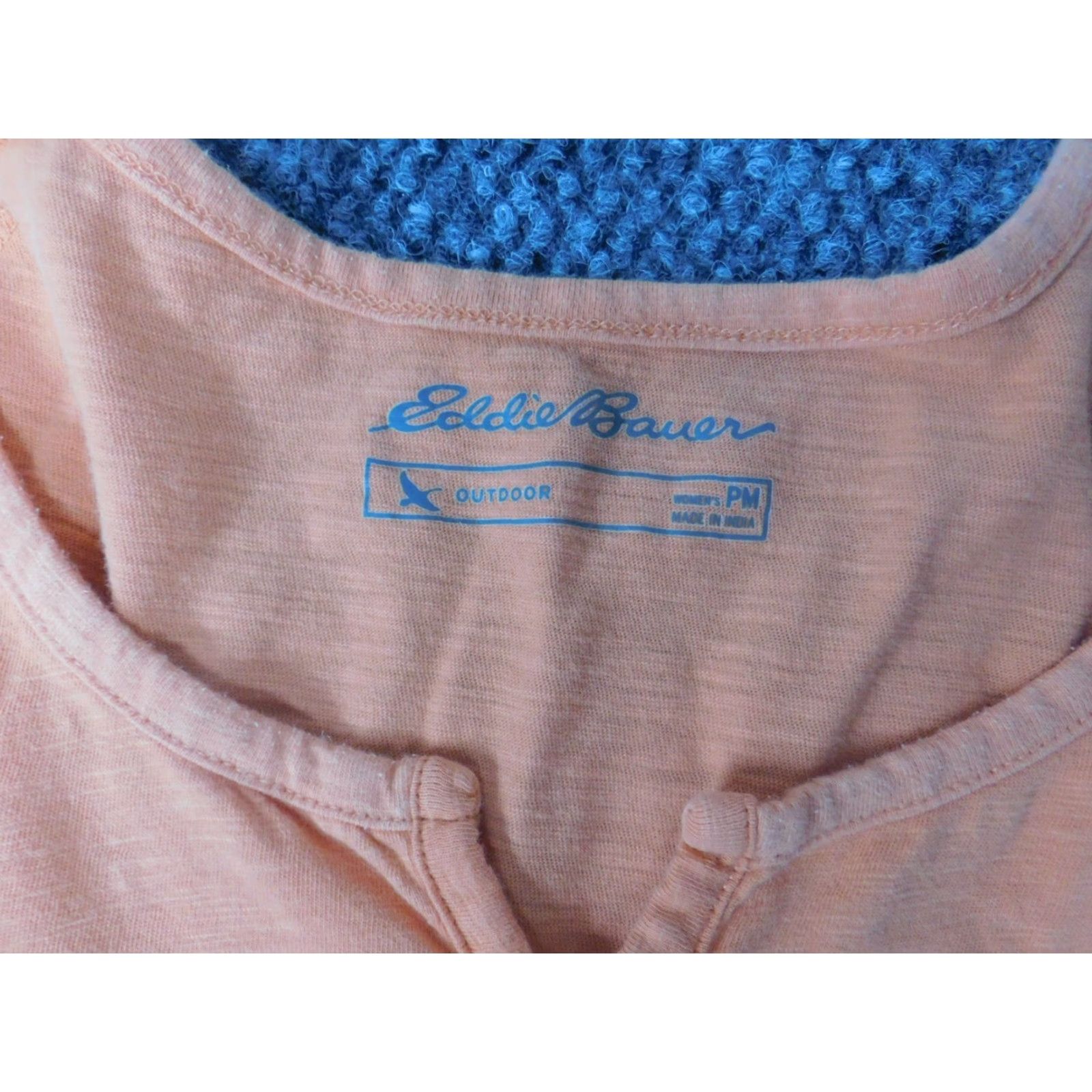 Eddie Bauer Eddie Bauer Womens Shirt PM Petites Orange Stretch Outdoors Crew Neck Casual Short Sleeve Blouse Button Cotton Rayon Basic Outdoor Women Mens? Size M / US 6-8 / IT 42-44 - 4 Thumbnail