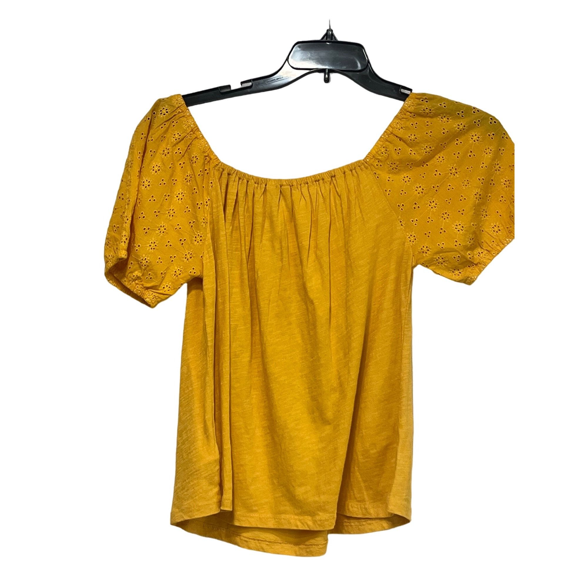 Lucky Brand Lucky Brand women’s Eyelet-sleeve cotton top, warm yellow, S Size S / US 4 / IT 40 - 12 Thumbnail