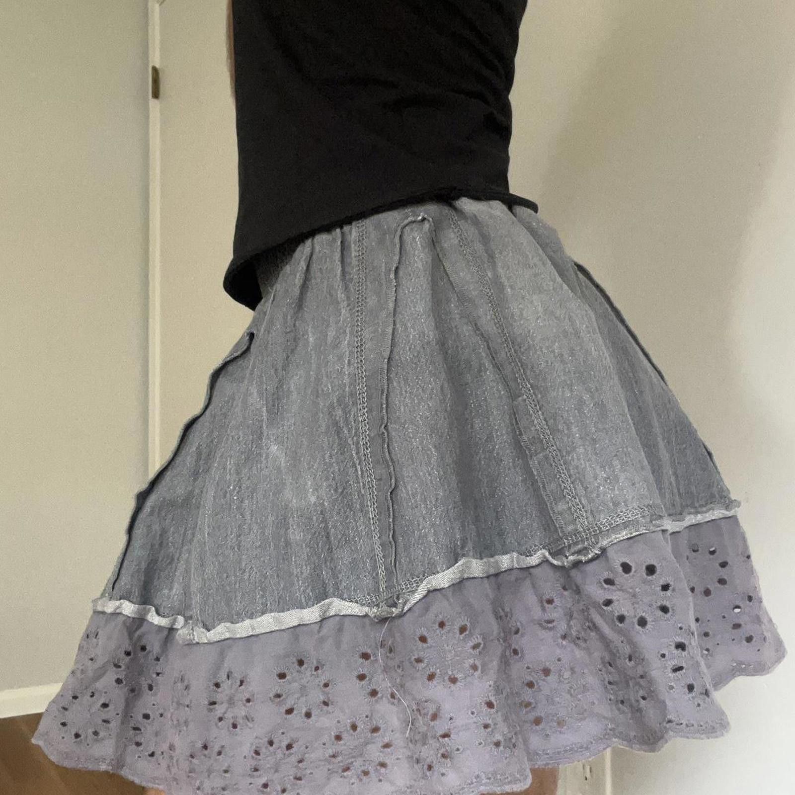 THRILLS Grey metallic sparkly skirt with eyelet lace trim #denim Size 32" / US 10 / IT 46 - 4 Thumbnail