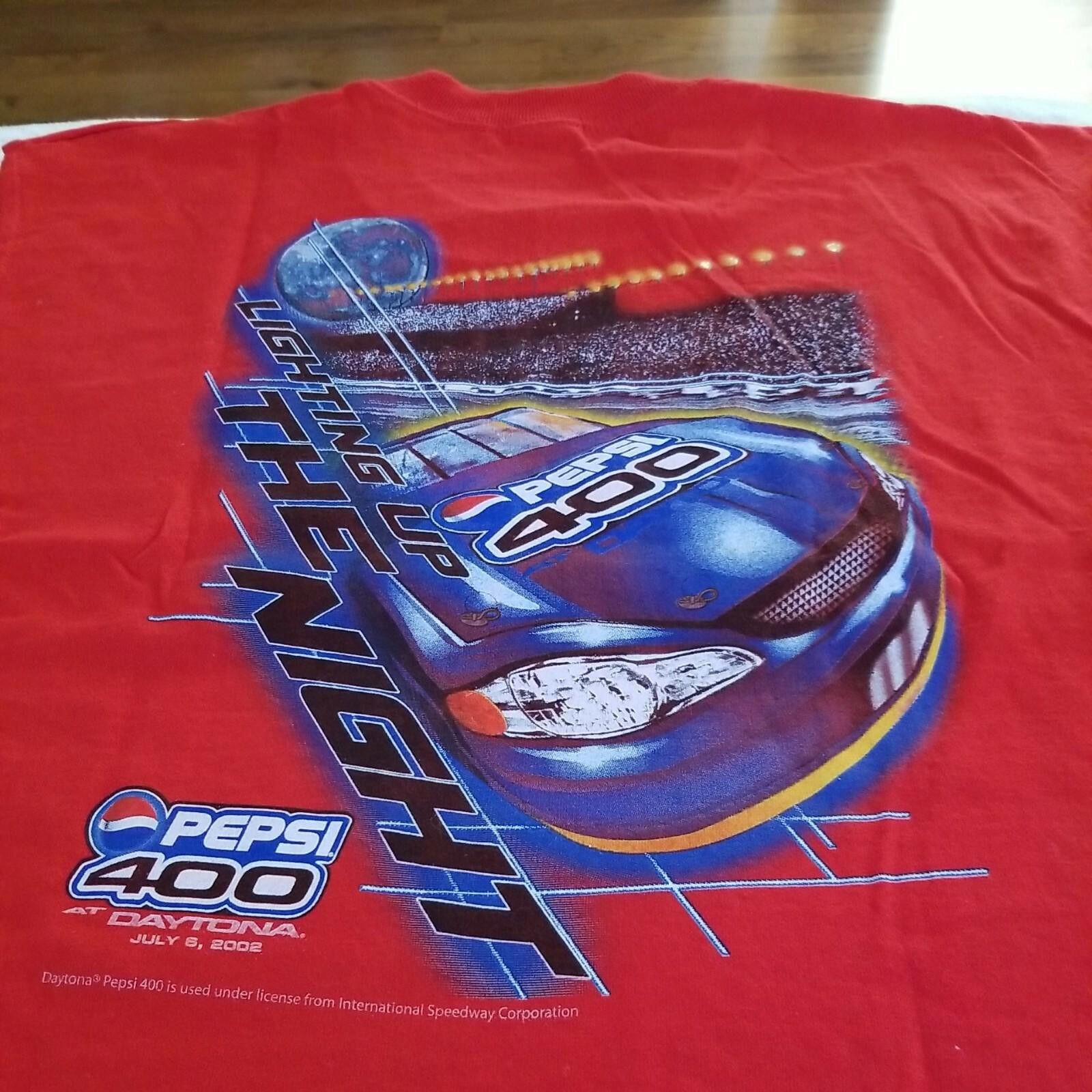 Fruit Of The Loom Y2K Nascar Pepsi 400 Daytona Beach Racing T-Shirt 2002 NEW Size US XL / EU 56 / 4 - 5 Thumbnail