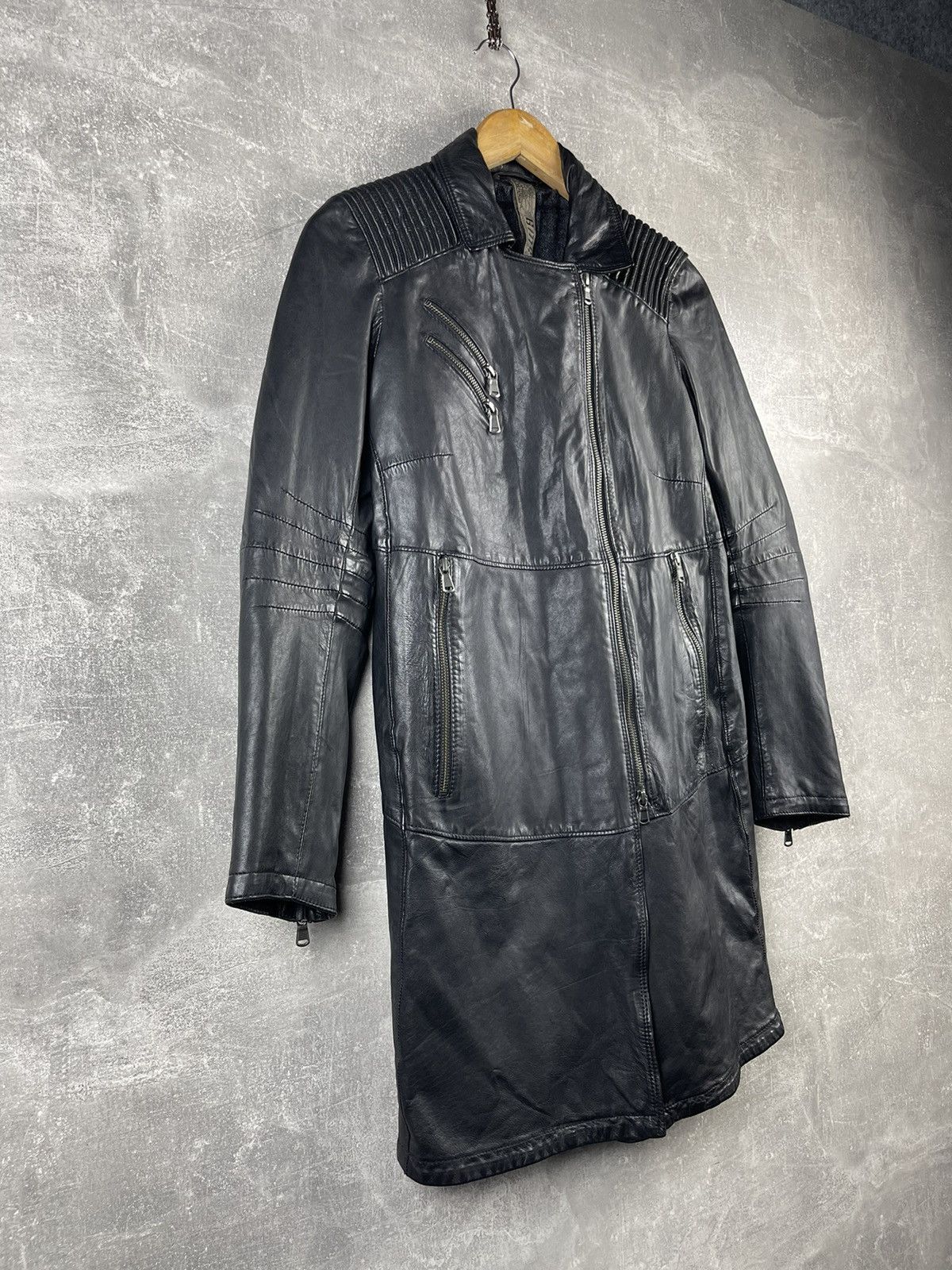 Ma+ GMS-75 Gimo's Leather Black Gothic GlamRock Avant Garde Coat Size S / US 4 / IT 40 - 2 Thumbnail