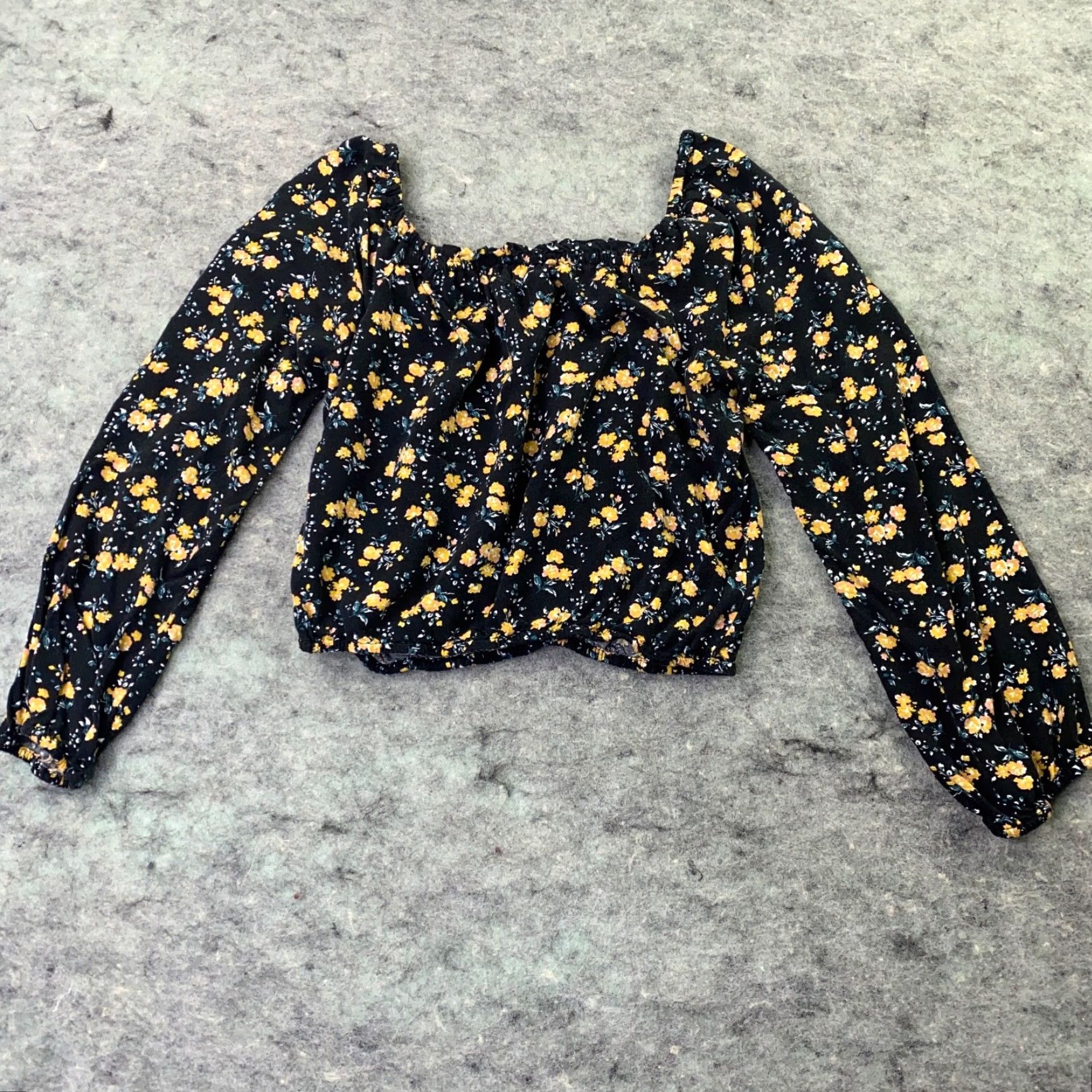 Aeropostale Aeropostale Shirt Womens Small Blue Floral Long Sleeve Off the Shoulder Cropped Balloon Sleeve Casual Size S / US 4 / IT 40 - 7 Thumbnail