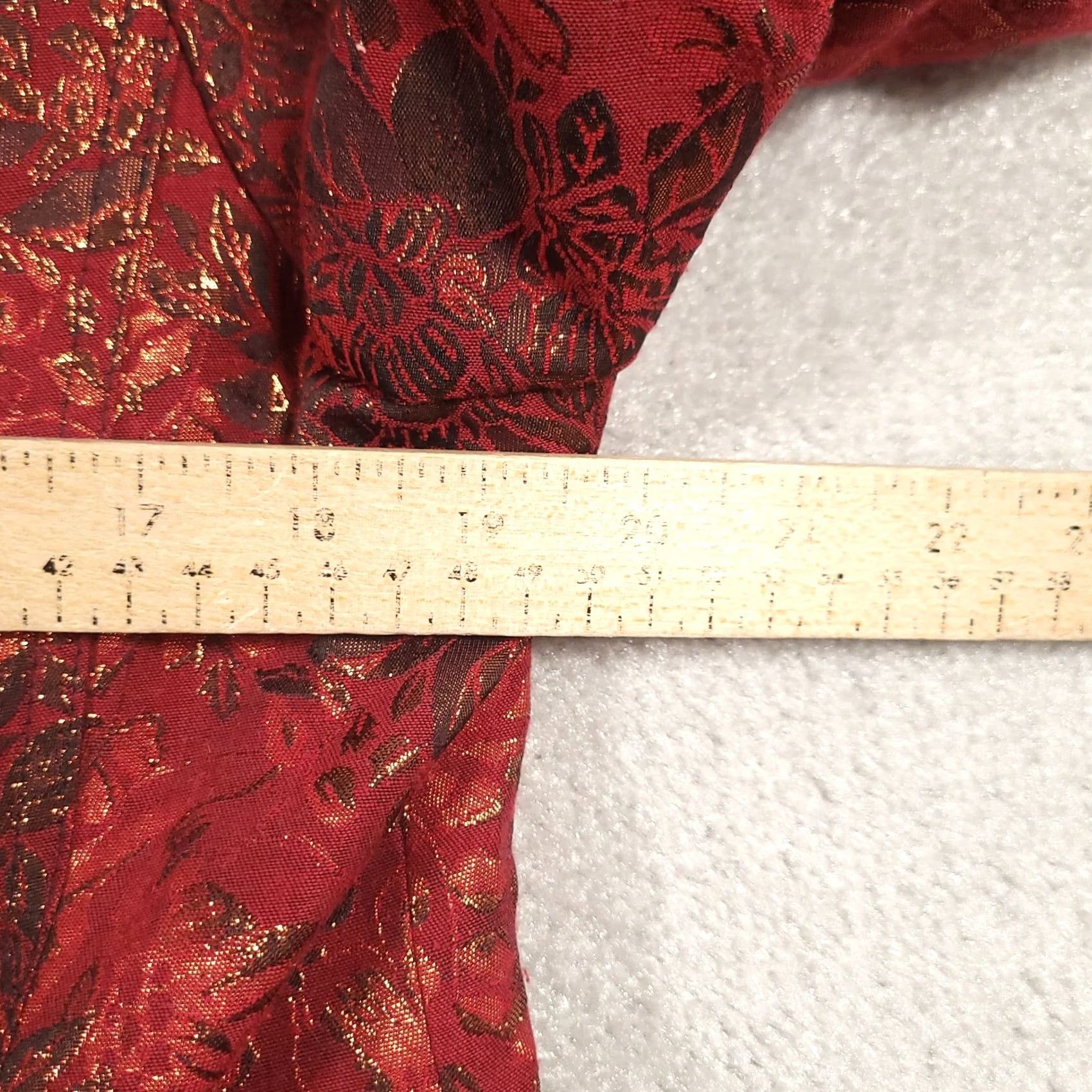 Vintage Kim Rogers Full Zip Jacket Women's 10P Petite Red Gold Shimmer Lined Floral Jacket Size L / US 10 / IT 46 - 4 Thumbnail