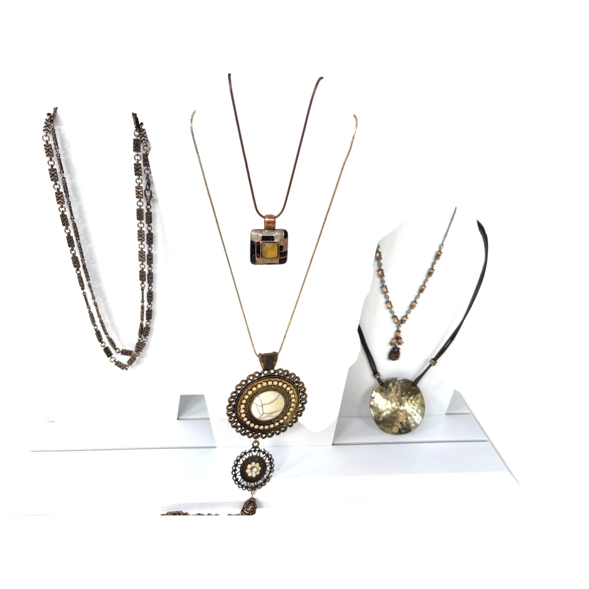 Other Bronze & Gold Multi-Style Pendant Necklace Set- 5 piece set Size ONE SIZE - 1 Thumbnail