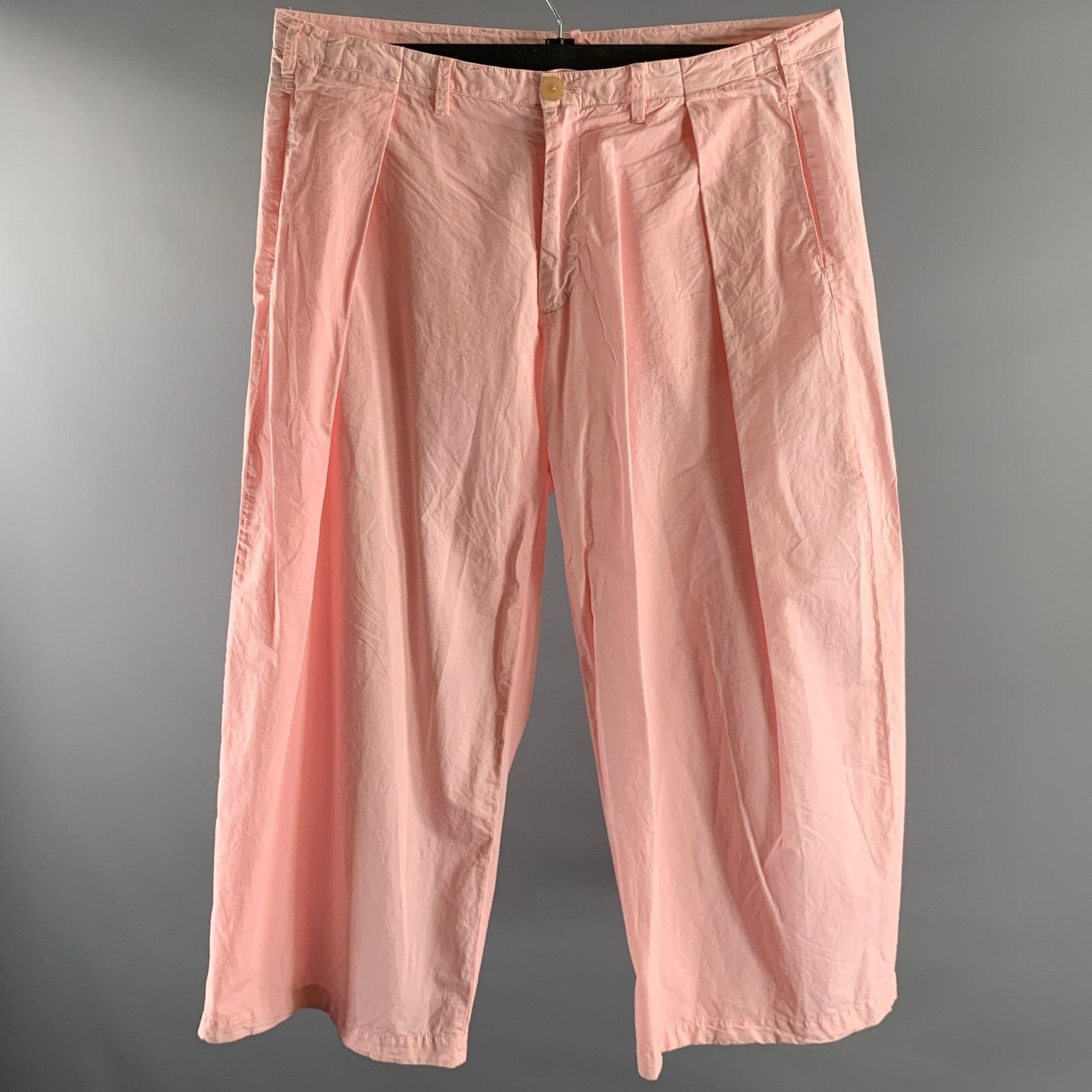 Other WRITE + DOYLE Size 38 Pink Cotton Pleated Wide-leg Pants Size US 38 / EU 54 - 1 Thumbnail