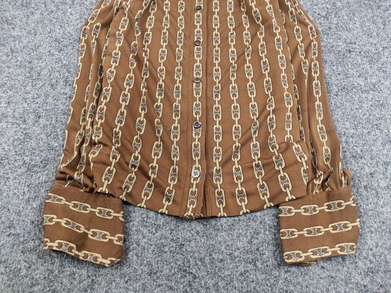 Celine Vintage 70's Celine Pure Silk Monogram Logo Blouse Shirt Size M / US 6-8 / IT 42-44 - 8 Thumbnail