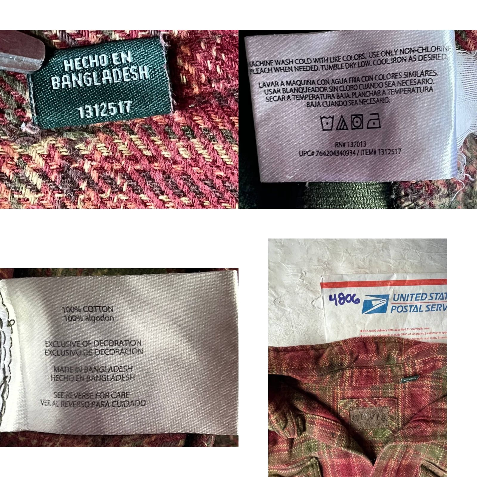 Orvis VINTAGE Orvis Mens Large Heavy Flannel Button-Up Plaid Red Camp Outdoors Shirt Size US L / EU 52-54 / 3 - 8 Thumbnail