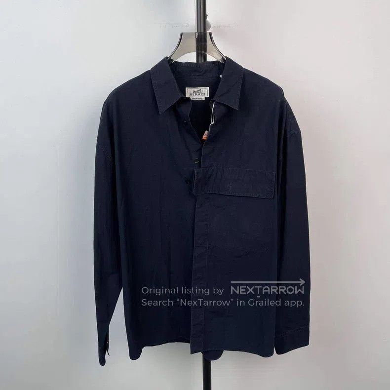 Hermes Hermes Big Pockets Asymmetrical Denim Shirt Size US XXS / EU 40 - 1 Thumbnail