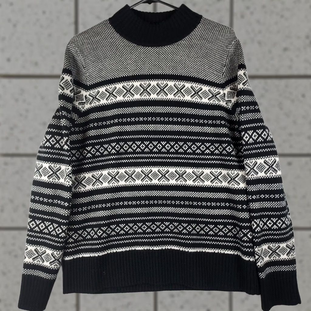 Brooks Brothers Brooks Brothers Men’s L Merino Wool Fair Isle Crew Neck Sweater Black White Pullover Casual Winter Fall Knit Regular Size L Mens Size US L / EU 52-54 / 3 - 1 Thumbnail