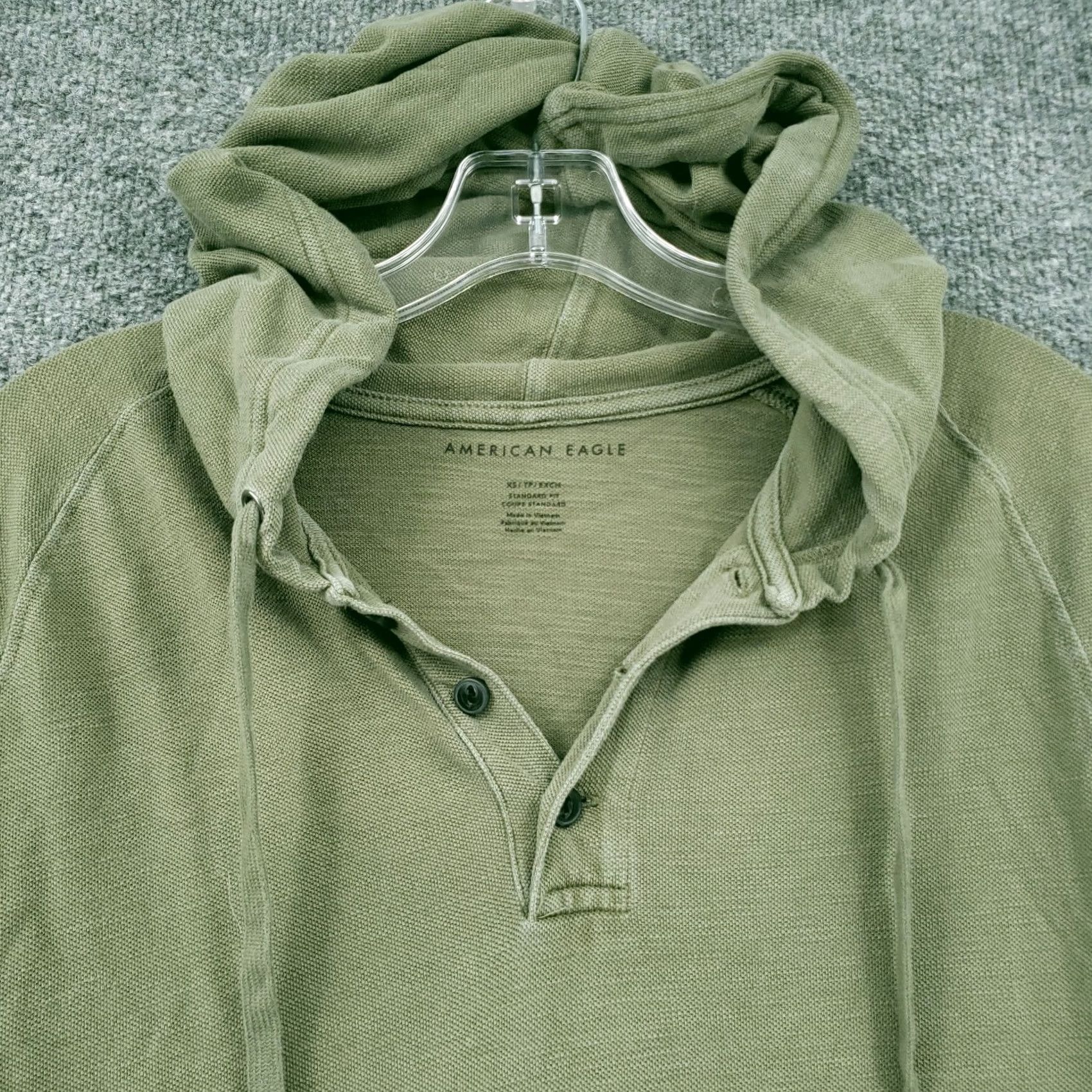 American Eagle Outfitters American Eagle Hoodie Mens XS Green Pullover Hooded Pocket Long Sleeves Standard Fit Size US XS / EU 42 / 0 - 5 Thumbnail