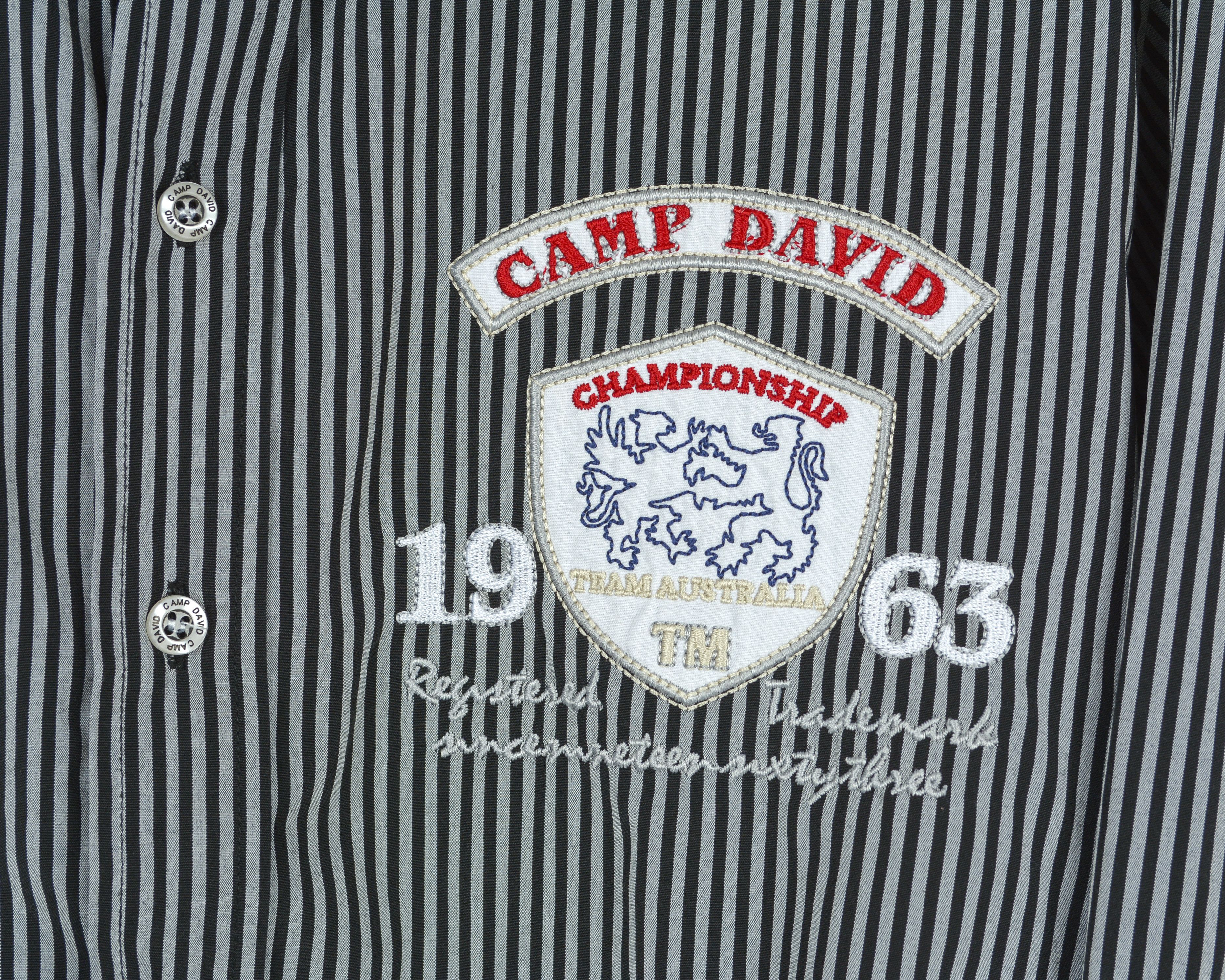 Camp David Shirt M Pinstriped Embroided Long Sleeve Grey Casual Top Size US M / EU 48-50 / 2 - 4 Thumbnail