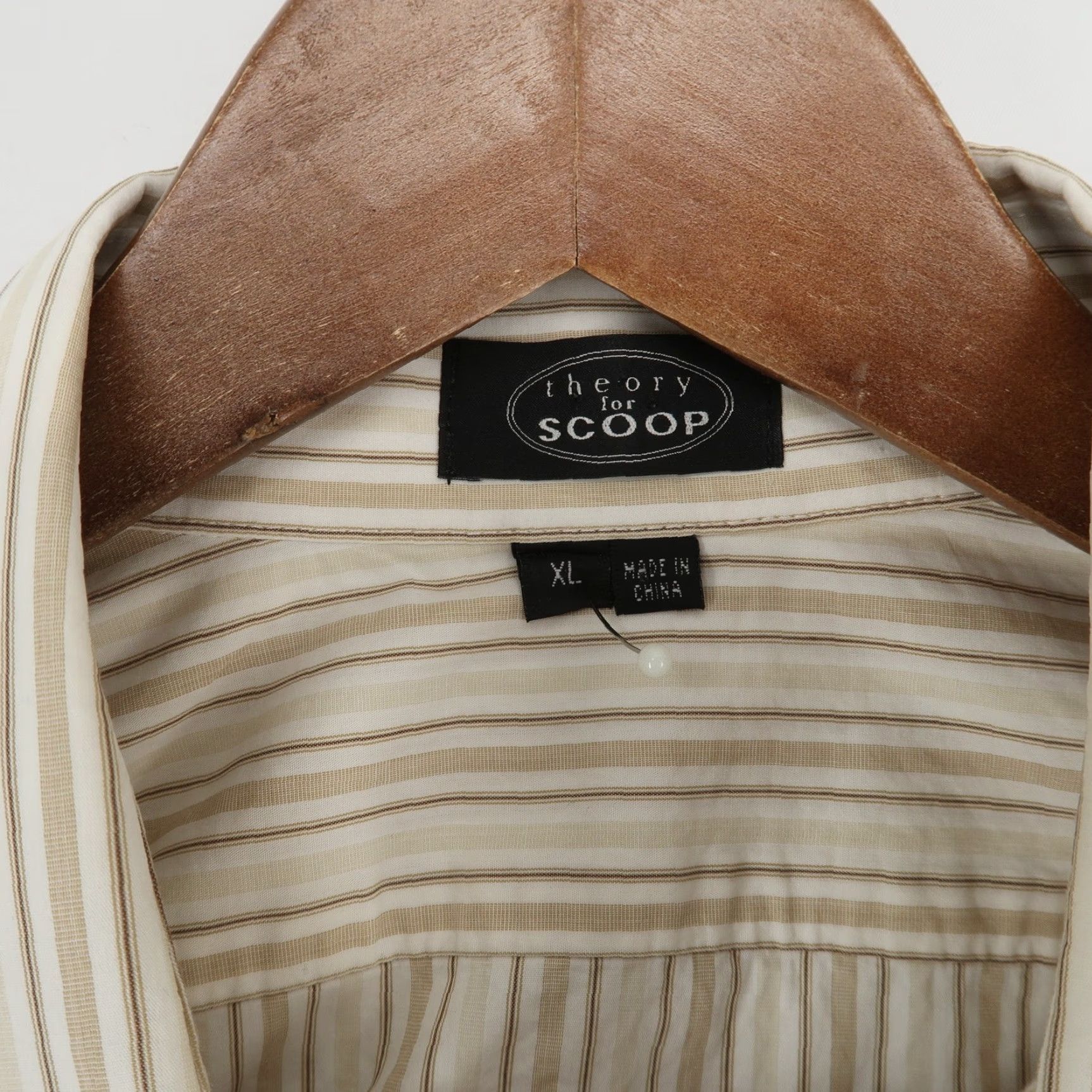 Theory Theory Shirt Mens XL Beige Striped Button-Up Long Sleeve Button Size US XL / EU 56 / 4 - 5 Thumbnail