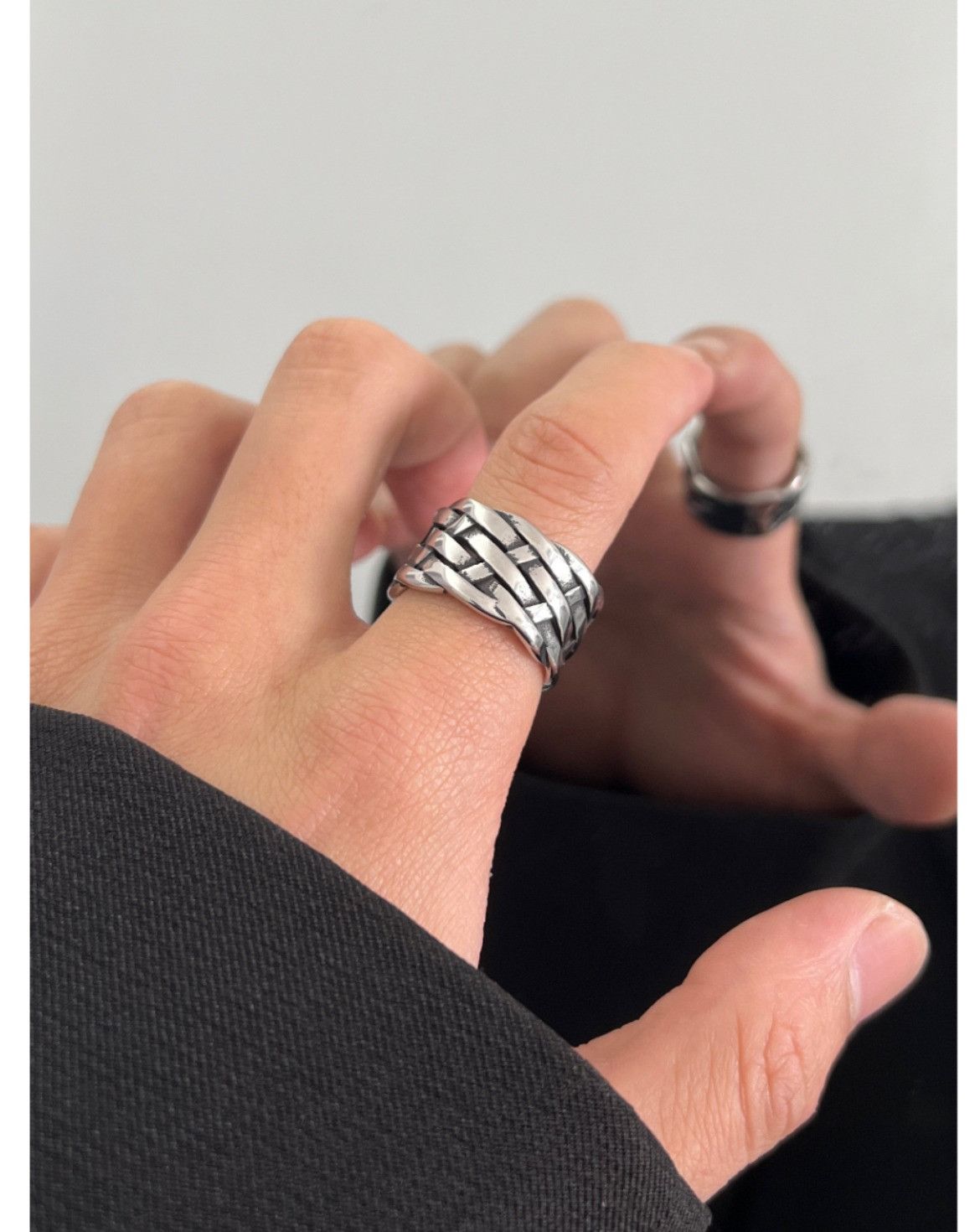 Jewelry × Vintage Stylish simple men's titanium steel ring Size ONE SIZE - 1 Thumbnail