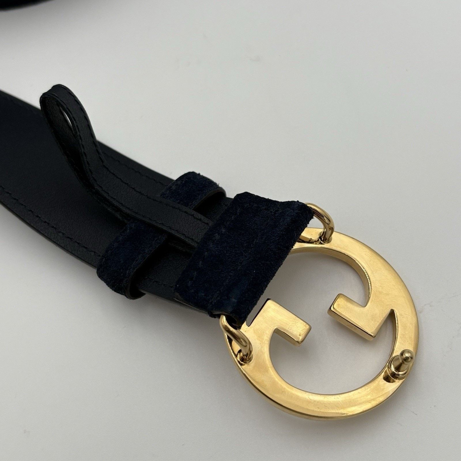 Gucci Gucci Belt GG Interlocking Buckle Suede & Leather ' Blue ' Size 40 - 4 Thumbnail