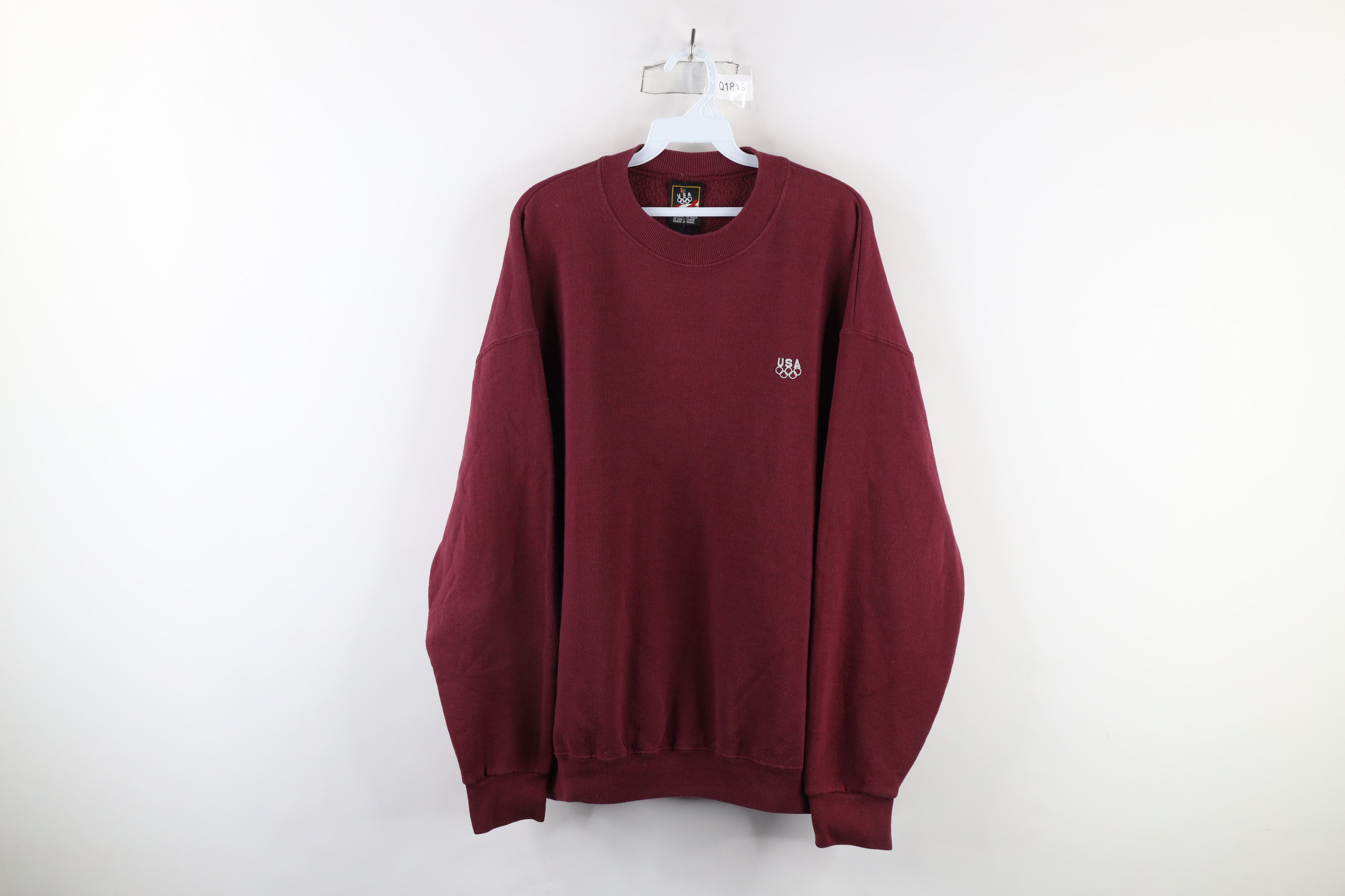 Vintage Vintage 90s USA Olympics Crewneck Sweatshirt Burgundy USA Size US XL / EU 56 / 4 - 1 Thumbnail