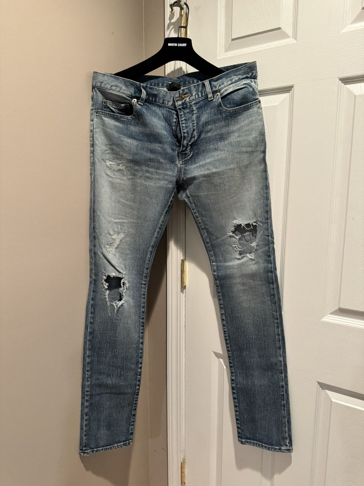 Image of Saint Laurent Paris Saint Laurent Ripped Denim, Men's (Size 34)