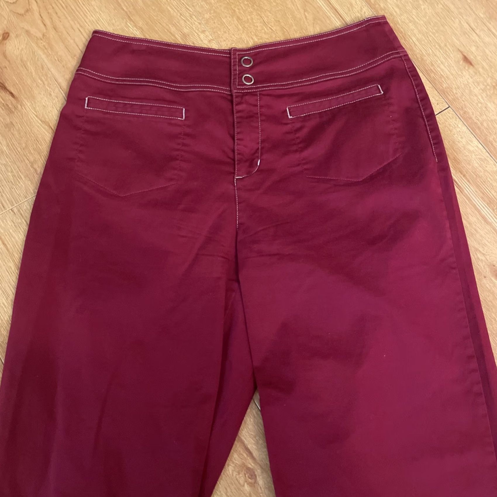 Vintage VINTAGE Chico's Womens Wide Leg Dress Pants Sz 0.5 Cranberry Red Stretch Y2K Low Rise Pants Womens Boys Girls Mens Size 28" / US 6 / IT 42 - 2 Thumbnail