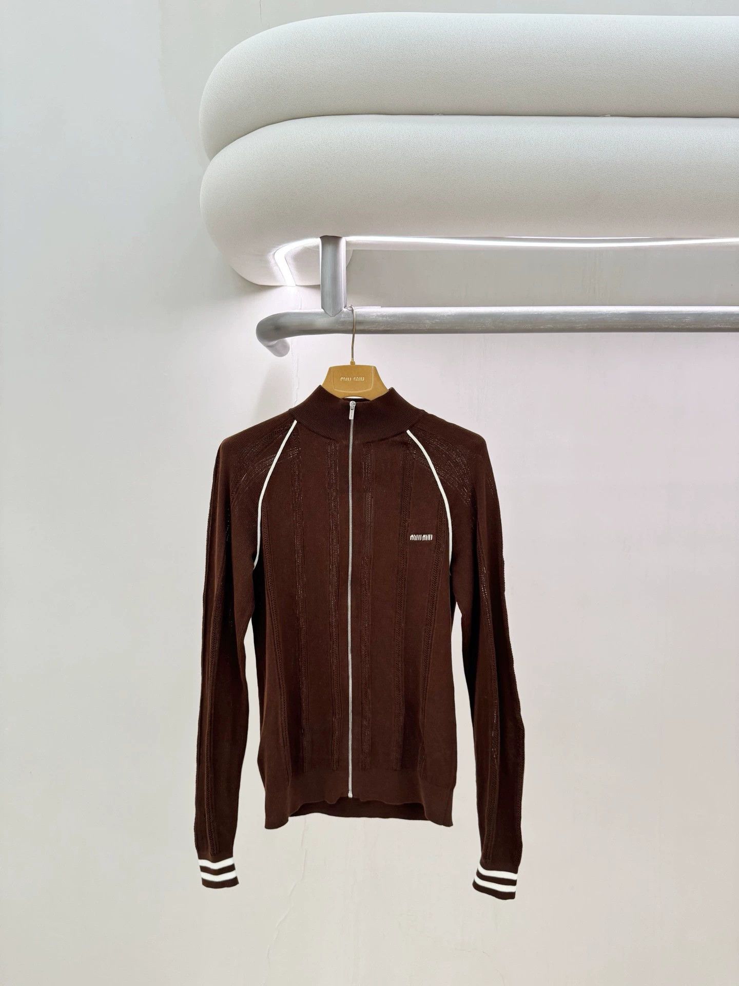 Miu Miu Miu Miu 25fw brown zipper knit cardigan used Size XS / US 0-2 / IT 36-38 - 1 Thumbnail
