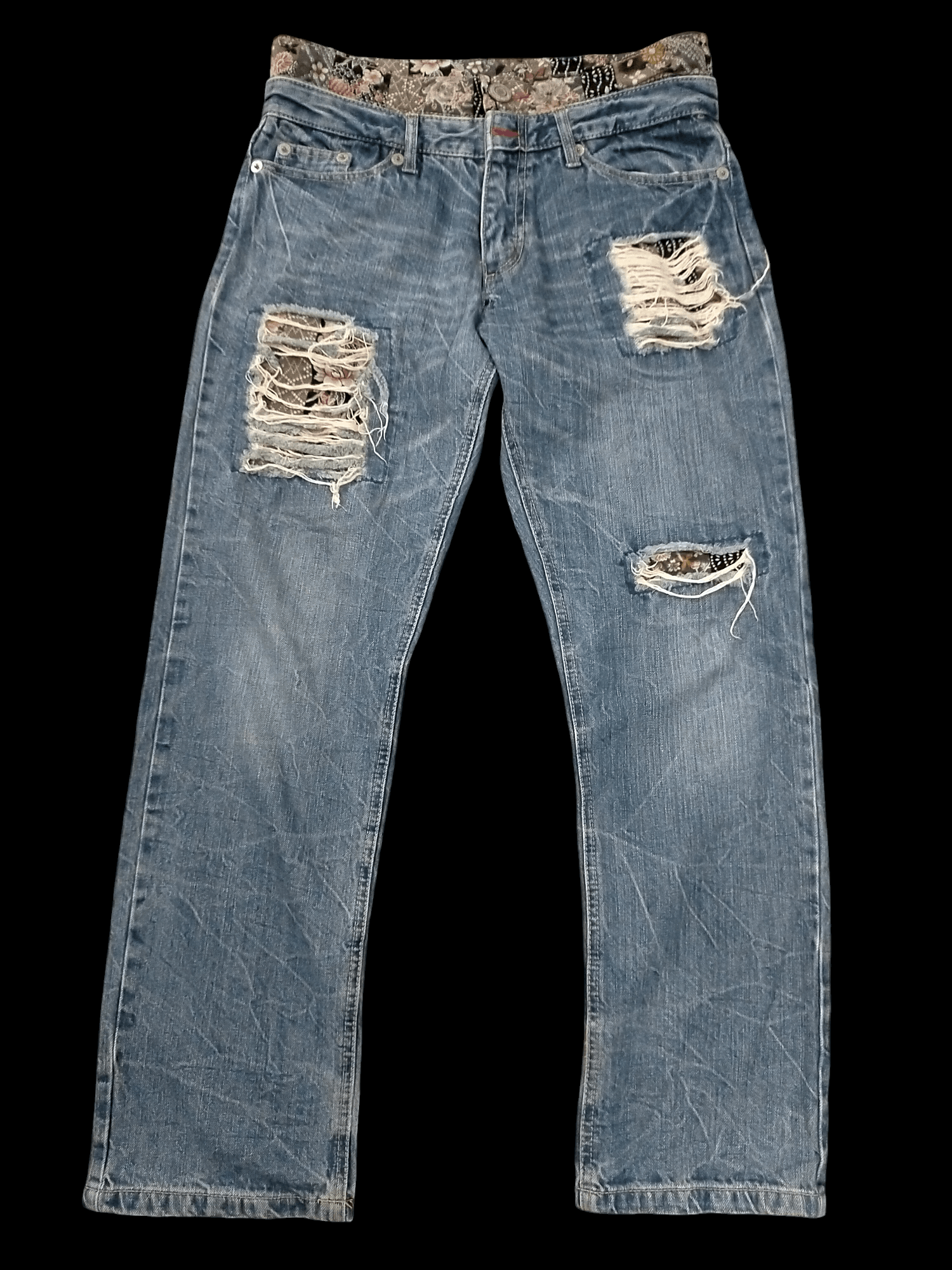 Ed Hardy 🔥 Distressed 🔥 Karakuri Tamshii Style Double Waist Jeans Size US 30 / EU 46 - 1 Thumbnail