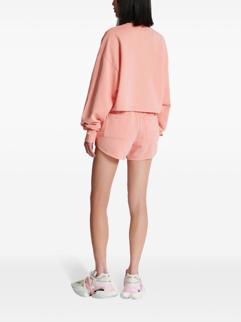 Balmain o1s1wg110725 Cropped Sweatshirt in Pink Size L / US 10 / IT 46 - 5 Thumbnail