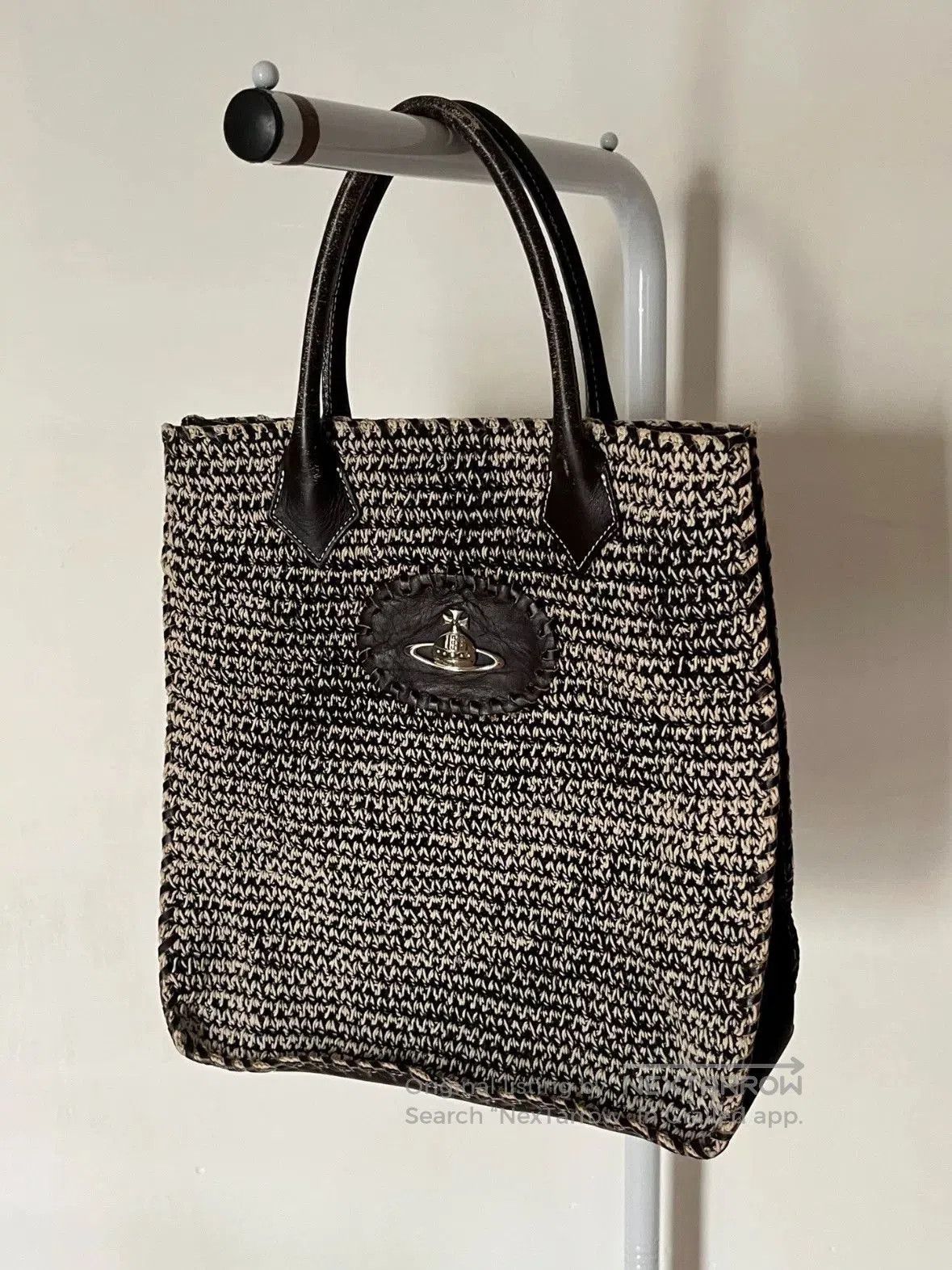 Vivienne Westwood Black Woven Orb Handbag.
