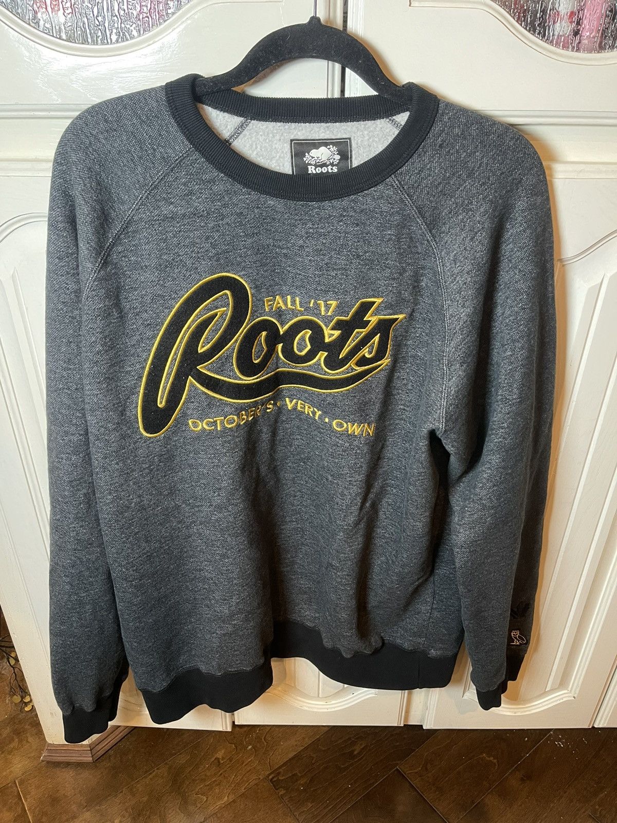 Image of October’S Very Own X Roots Pepper Grey Crewneck, Men's (Size XL)