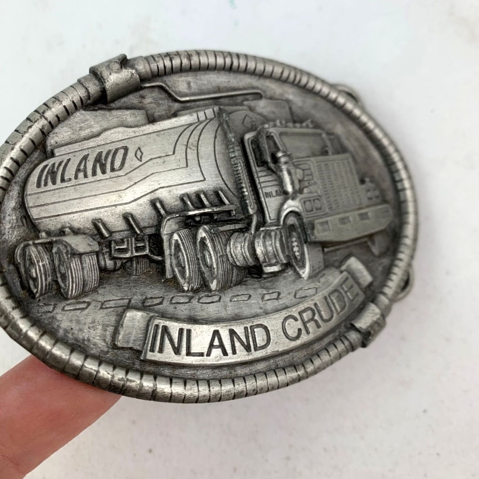 Vintage VINTAGE Inland Crude Tanker Truck Belt Buckle Antique Silver Limited Edition 363/1000 Men Belt Buckle Silver Vintage Trucking 90s Men Size ONE SIZE - 2 Thumbnail