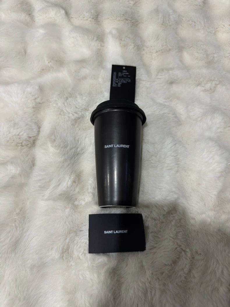 Saint Laurent Paris Saint Laurent Paris Pure black classic logo water cup Size ONE SIZE - 1 Thumbnail