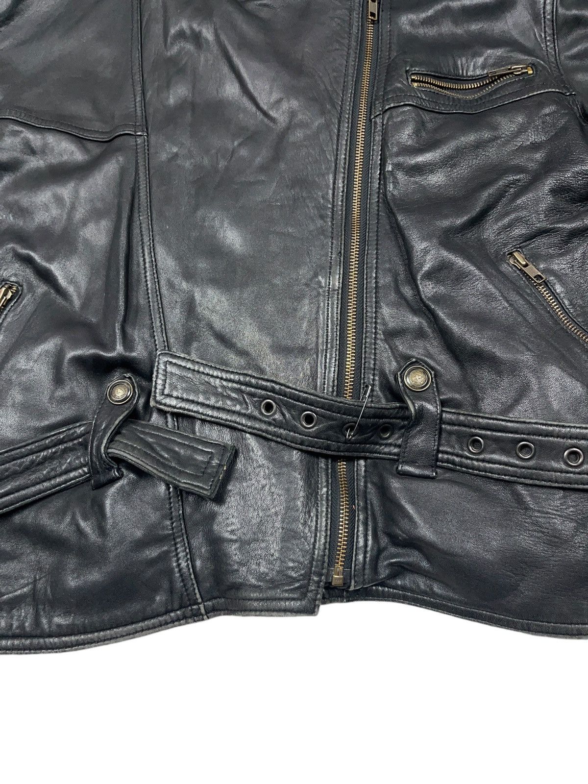 Vintage Vintage Leather Biker Belted Jacket Avant Garde Size US XL / EU 56 / 4 - 3 Thumbnail