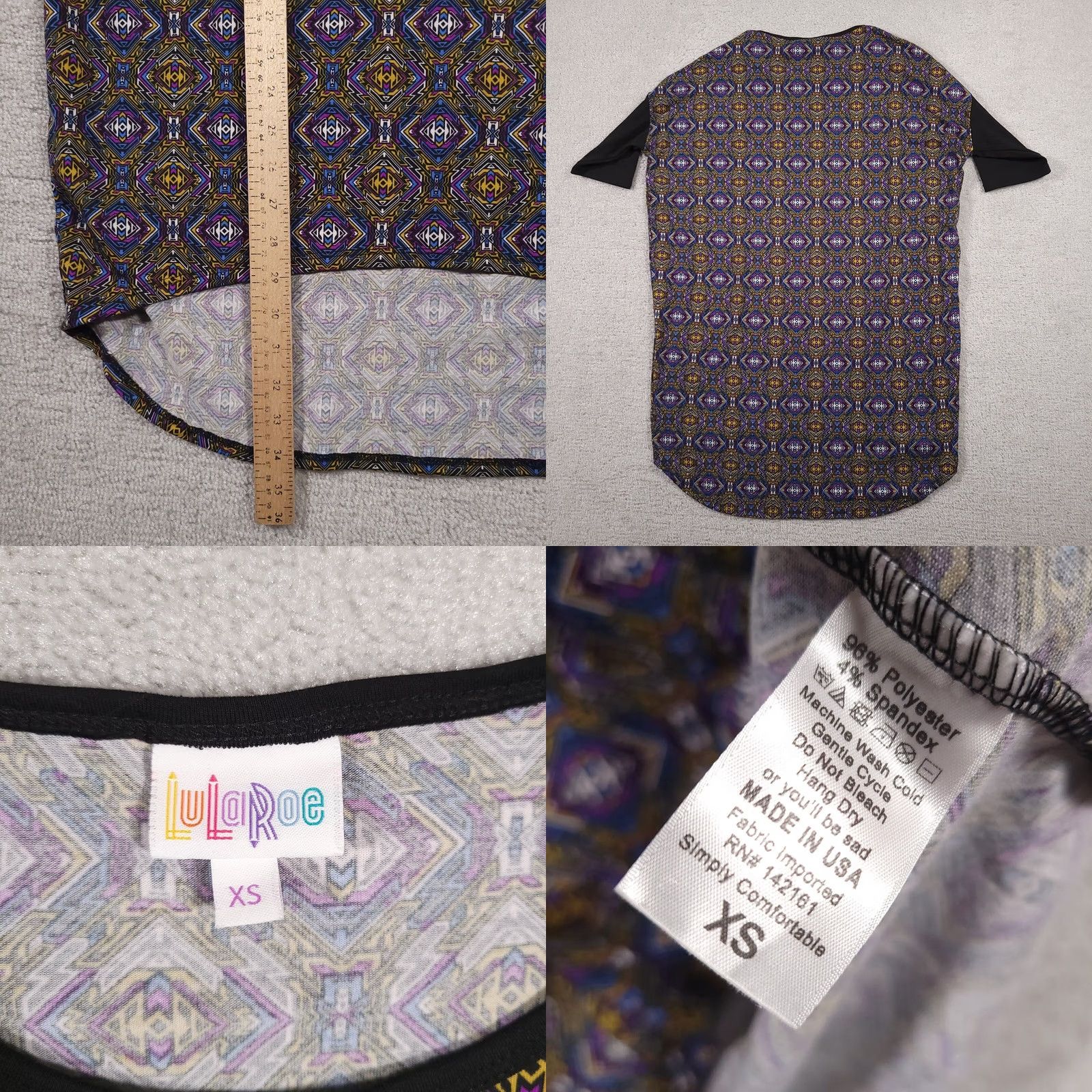 Vintage Lularoe Irma T-Shirt Women's XS Tunic Geometric Short Sleeve High Low USA Size XS / US 0-2 / IT 36-38 - 8 Thumbnail
