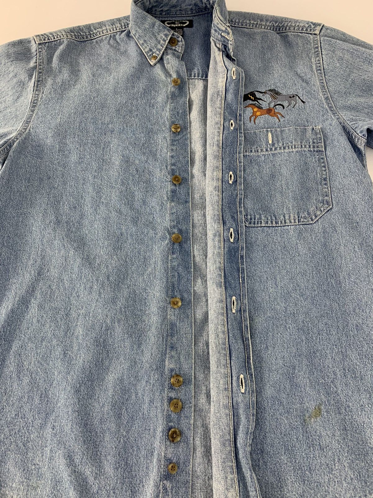 Japanese Brand TR Three Rivers Stampede Running Horse Chambray Longsleeve Size US M / EU 48-50 / 2 - 5 Thumbnail