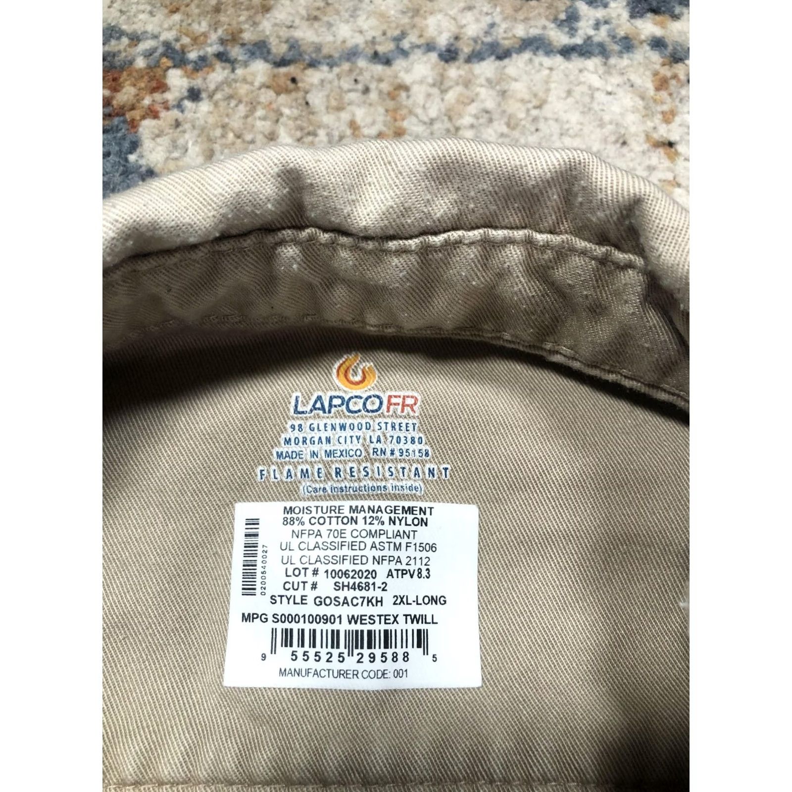 Vintage LAPCO FR Shirt Mens 2XLT Beige Twill Flame Resistant Long Sleeve Workwear Size US XXL / EU 58 / 5 - 7 Thumbnail