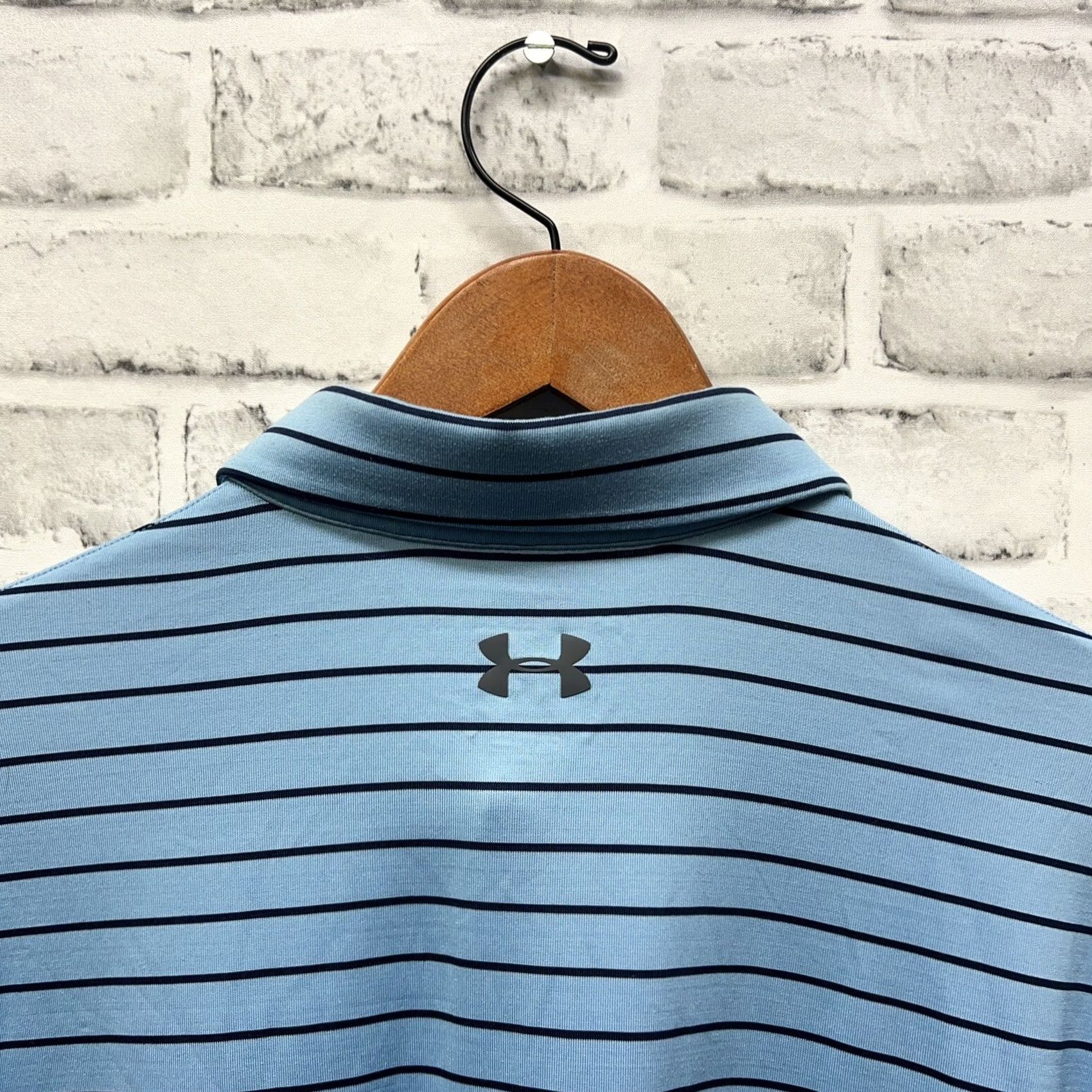 Under Armour Under Armour PLAYOFF Polo Shirt Striped Blue Mens XL Front Size US XL / EU 56 / 4 - 5 Thumbnail