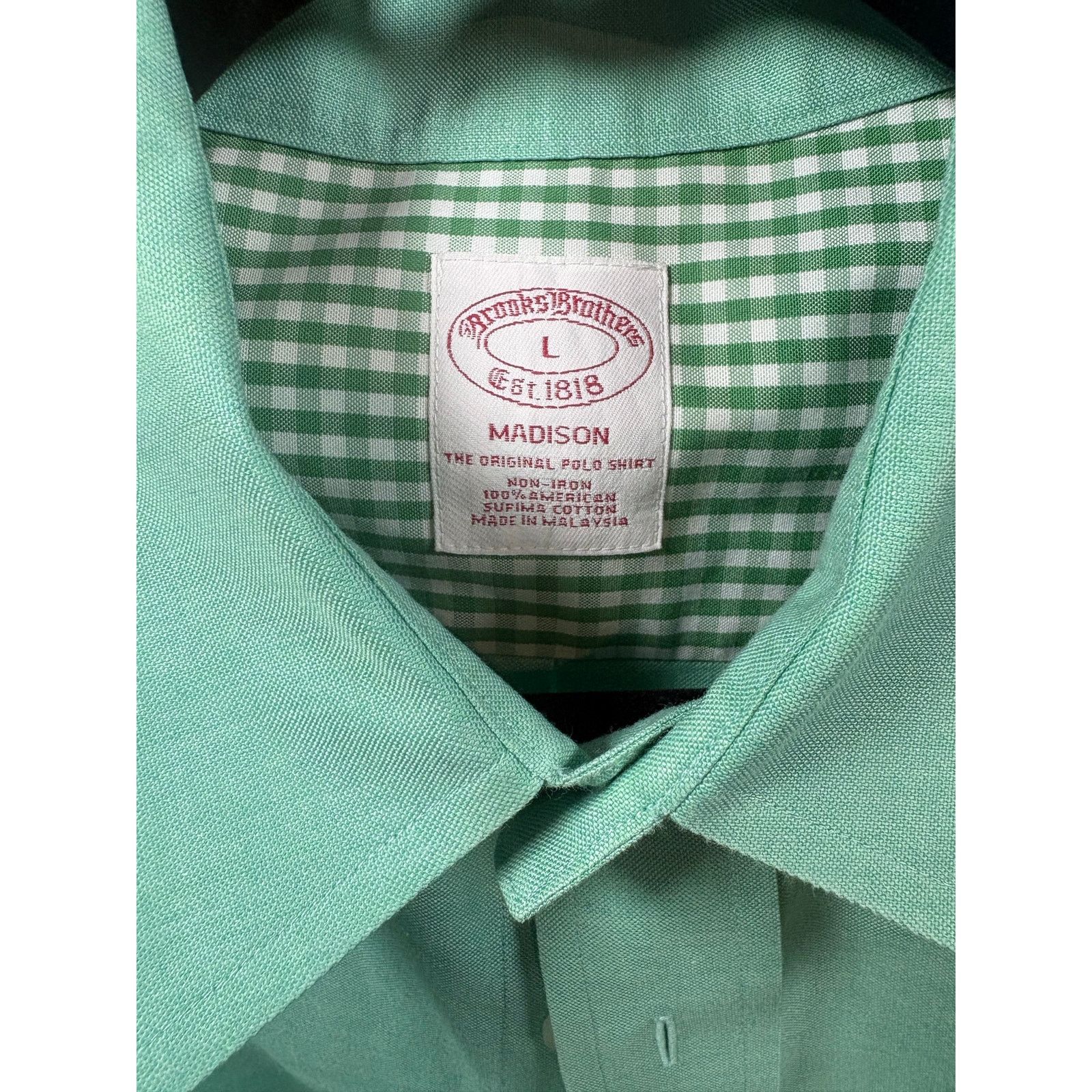 Brooks Brothers Brooks Brothers Madison Dress Shirt Green Large #0503 Size US L / EU 52-54 / 3 - 3 Thumbnail