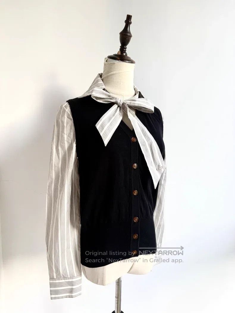 Vivienne Westwood Vivienne Westwood Vintage Black and White Striped Bow Knit Size L / US 10 / IT 46 - 3 Thumbnail