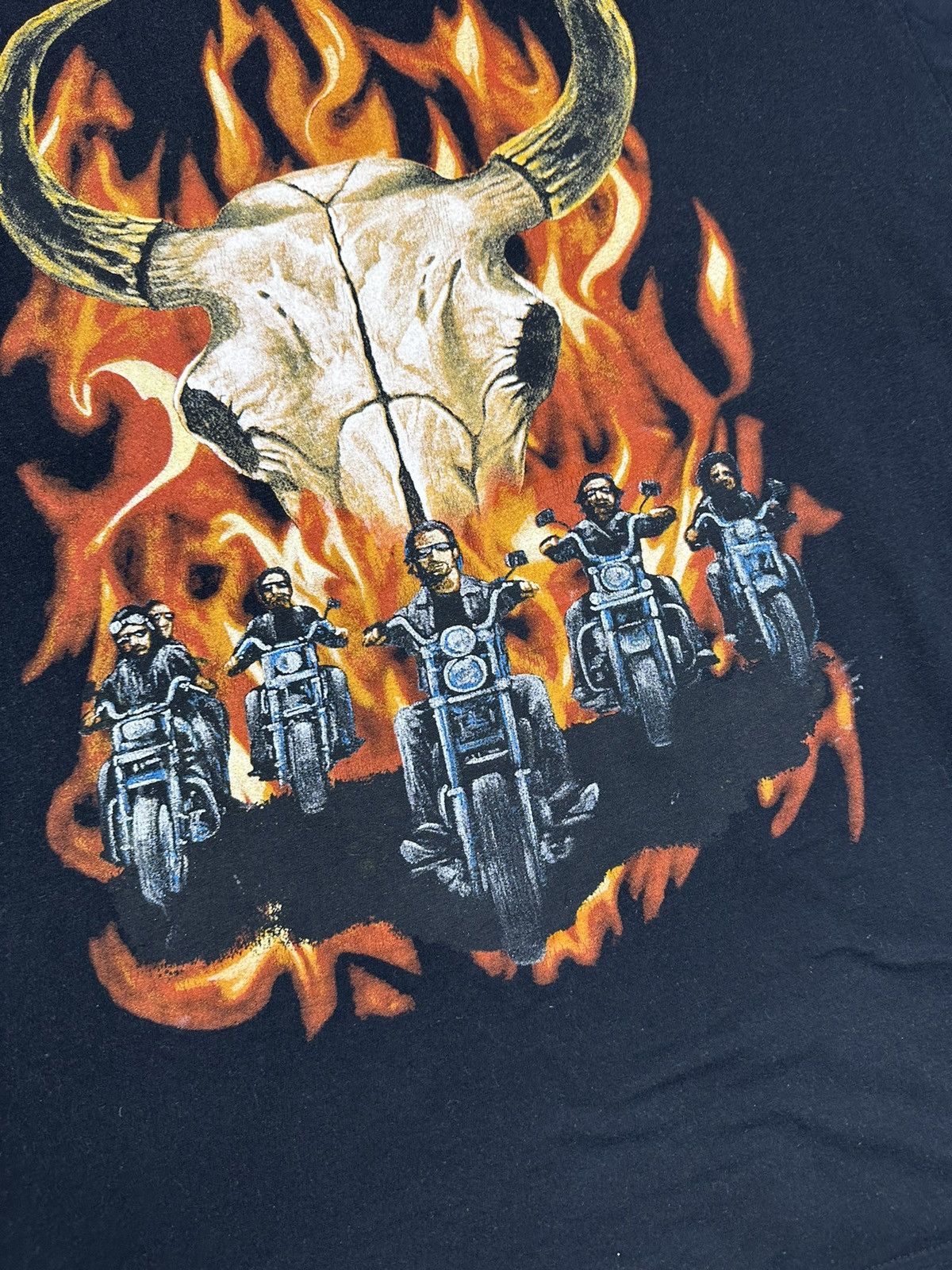 Harley Davidson Vintage Y2K Hell Skull Riders Flames Motorcycles Tee Size US XXL / EU 58 / 5 - 3 Thumbnail