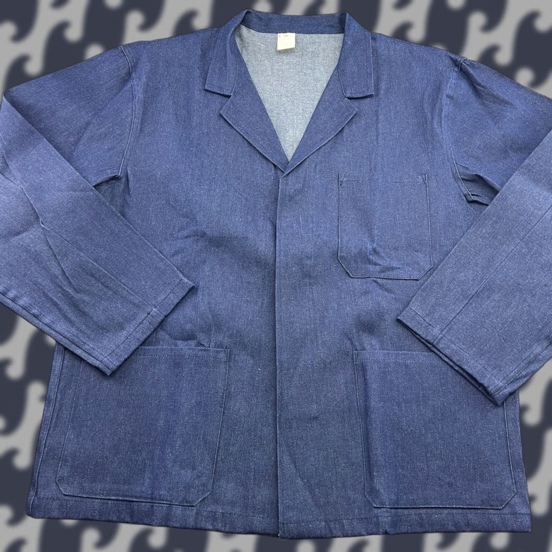 Denime VINTAGE Chore Jacket Mens XL Denim Blue Indigo Italy Sanfor Workwear Job Jacket Size US XL / EU 56 / 4 - 1 Thumbnail