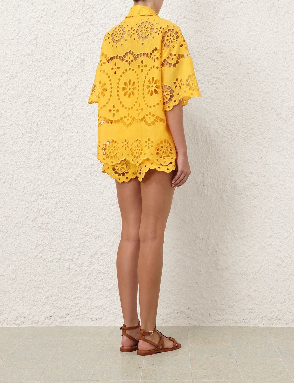 Zimmermann oc11z0525 Pop Embroidered Short in Yellow Size 27" / US 4 / IT 40 - 4 Thumbnail