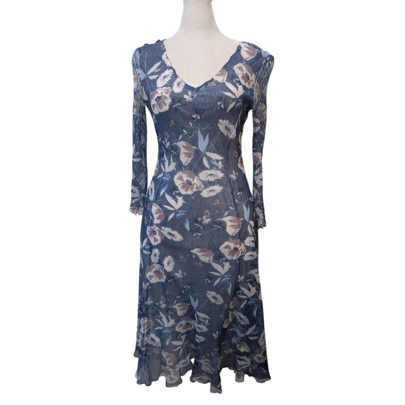 Other Komarov Petite Charmeuse & Chiffon Midi Dress 3/4 Sleeve Size S / US 4 / IT 40 - 1 Thumbnail